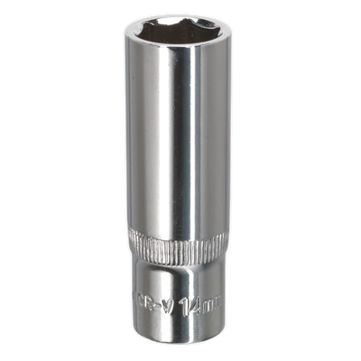 Sealey SP3814D Premier Fully Polished Deep Socket 3/8"Sq Drive 14mm