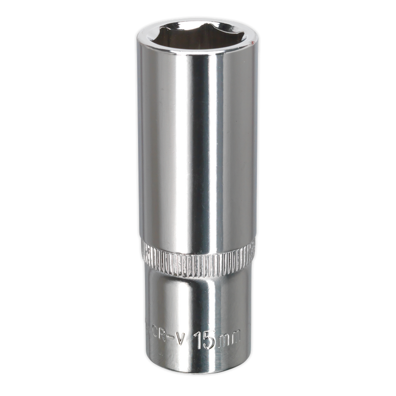 Sealey SP3815D Premier Fully Polished Deep Socket 3/8"Sq Drive 15mm