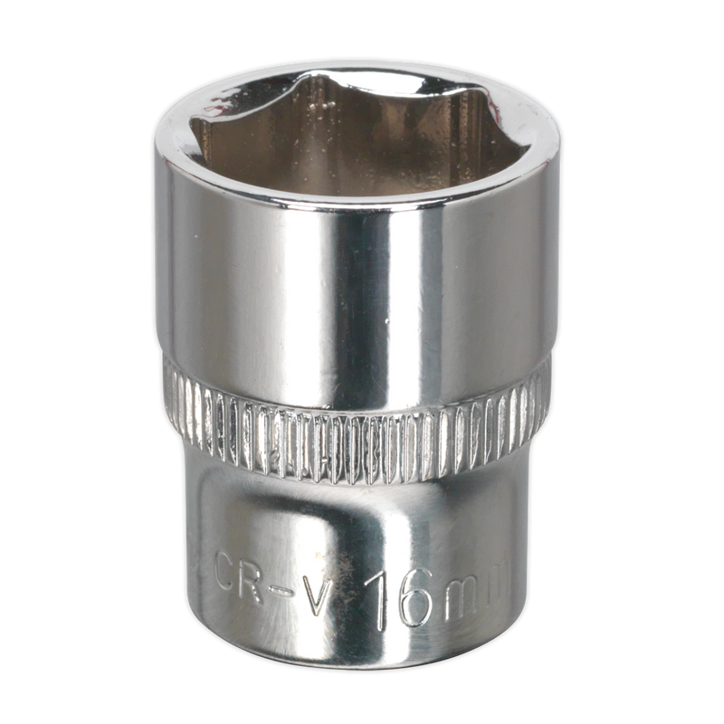 Sealey SP3816 Premier Fully Polished Socket 3/8"Sq Drive 16mm