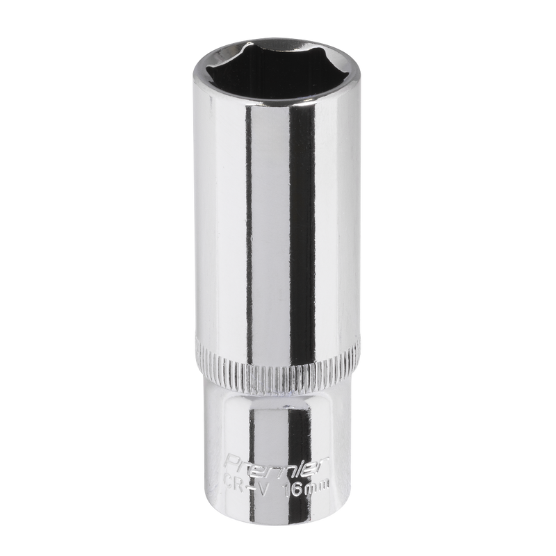 Sealey SP3816D Premier Fully Polished Deep Socket 3/8"Sq Drive 16mm