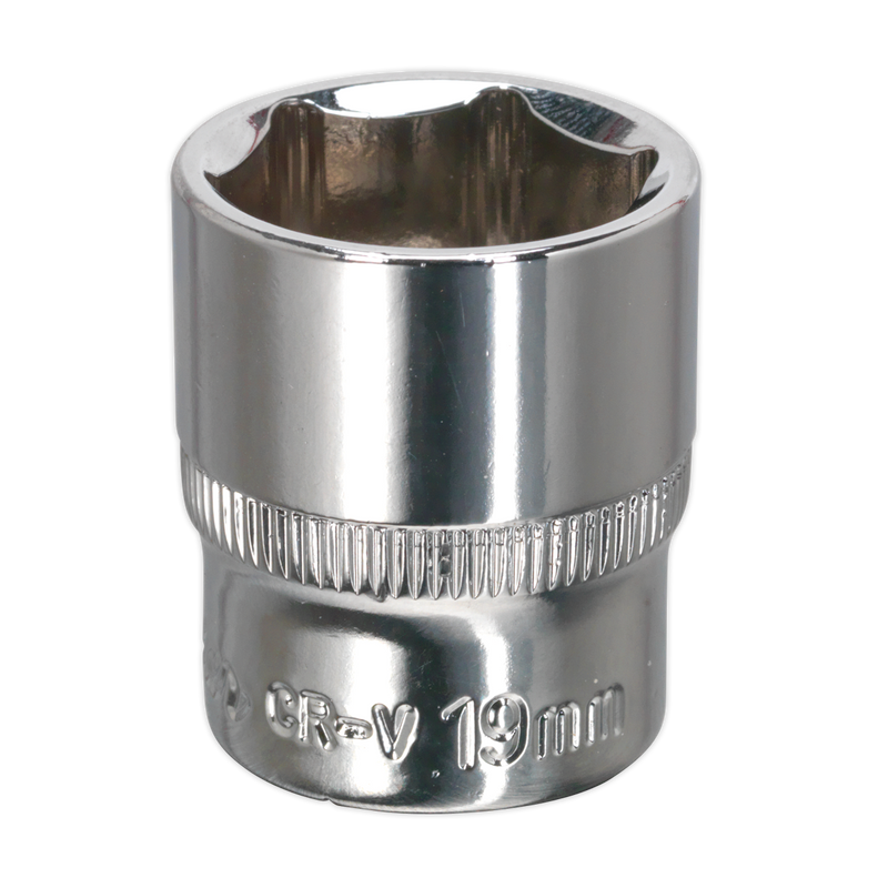 Sealey SP3819 Premier Fully Polished Socket 3/8"Sq Drive 19mm