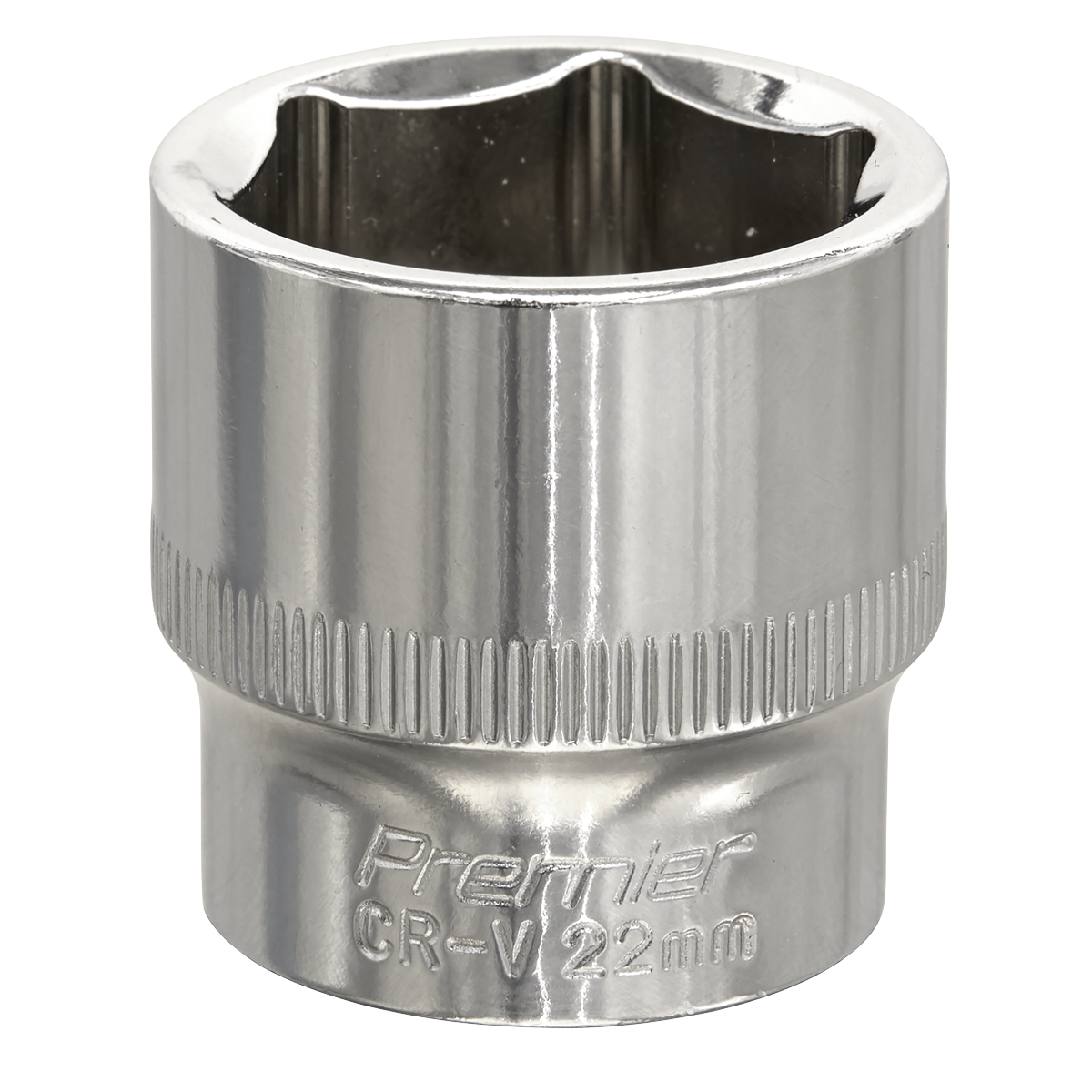 Sealey SP3822 Premier Fully Polished Socket 3/8"Sq Drive 22mm