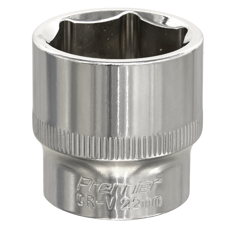 Sealey SP3822 Premier Fully Polished Socket 3/8"Sq Drive 22mm