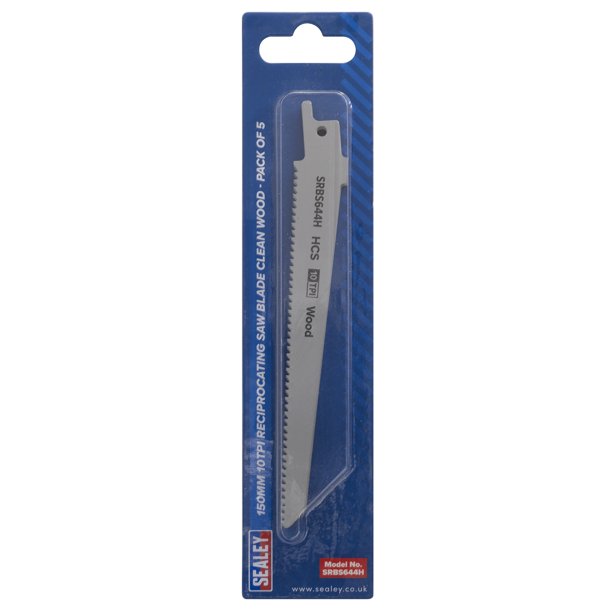 Sealey SRBS644H Reciprocating Saw Blade for Clean Wood 150mm 10tpi - Pack of 5 - additional view 2
