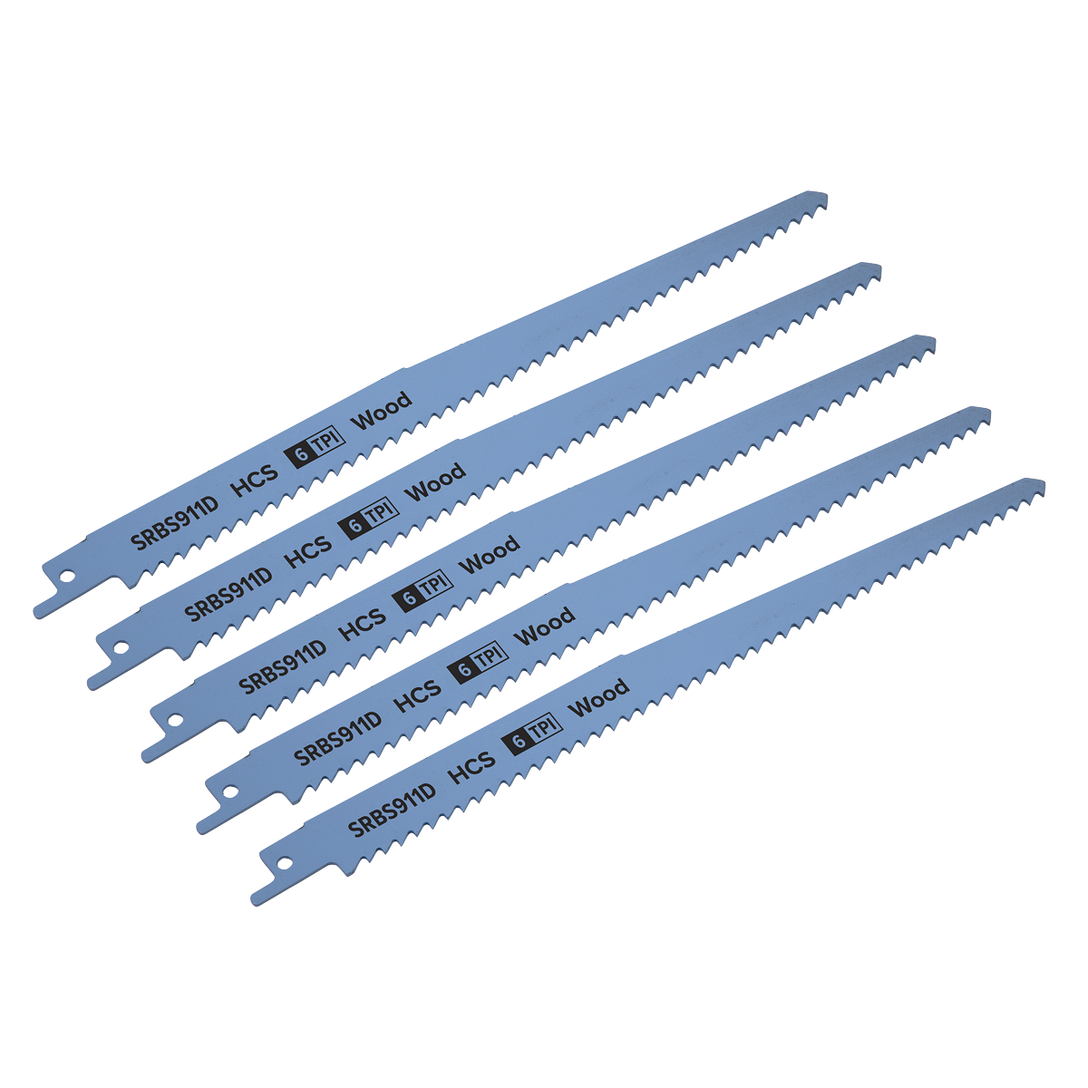 Sealey SRBS911D Reciprocating Saw Blade for Clean Wood 230mm 6tpi - Pack of 5 - additional view 2
