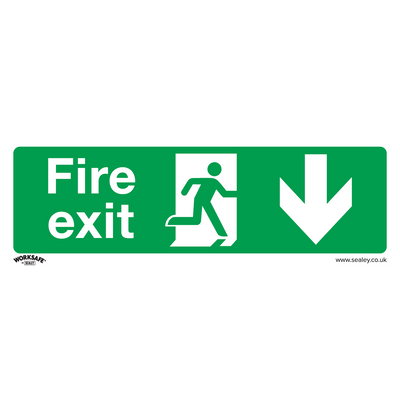 Sealey SS22P10 Worksafe® Fire Exit (Down) Safety Sign, Rigid Plastic - Pack of 10