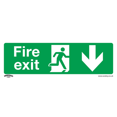 Sealey SS22V10 Worksafe® Fire Exit (Down) Safety Sign, Self-Adhesive Vinyl - Pack of 10