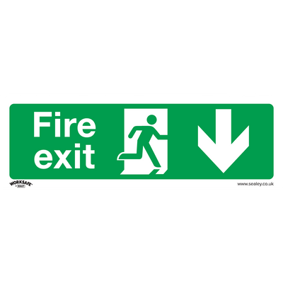 Sealey SS22V1 Worksafe® Fire Exit (Down) Safety Sign - Self-Adhesive Vinyl