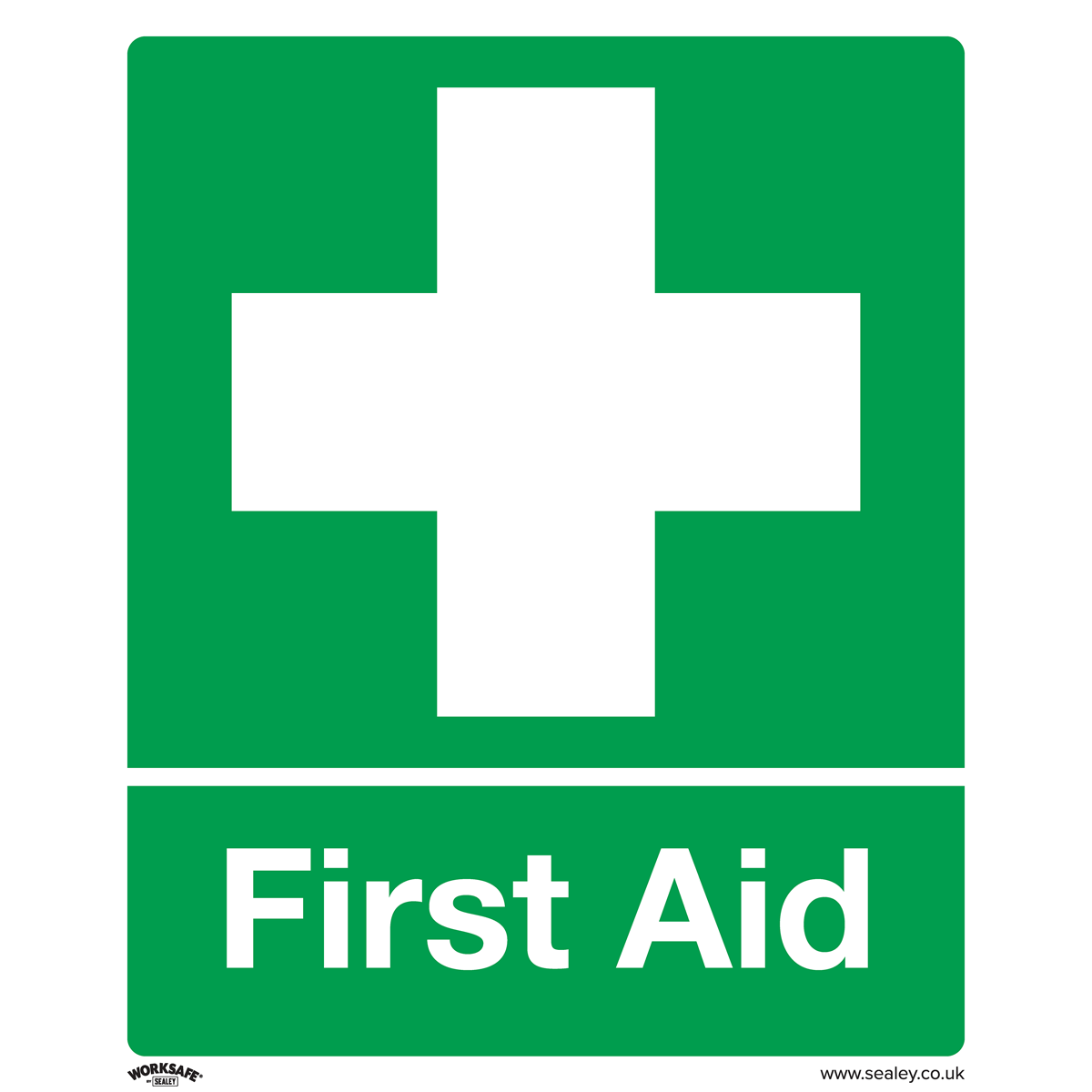 Sealey SS26V10 Worksafe® First Aid Safety Sign, Self-Adhesive Vinyl - Pack of 10