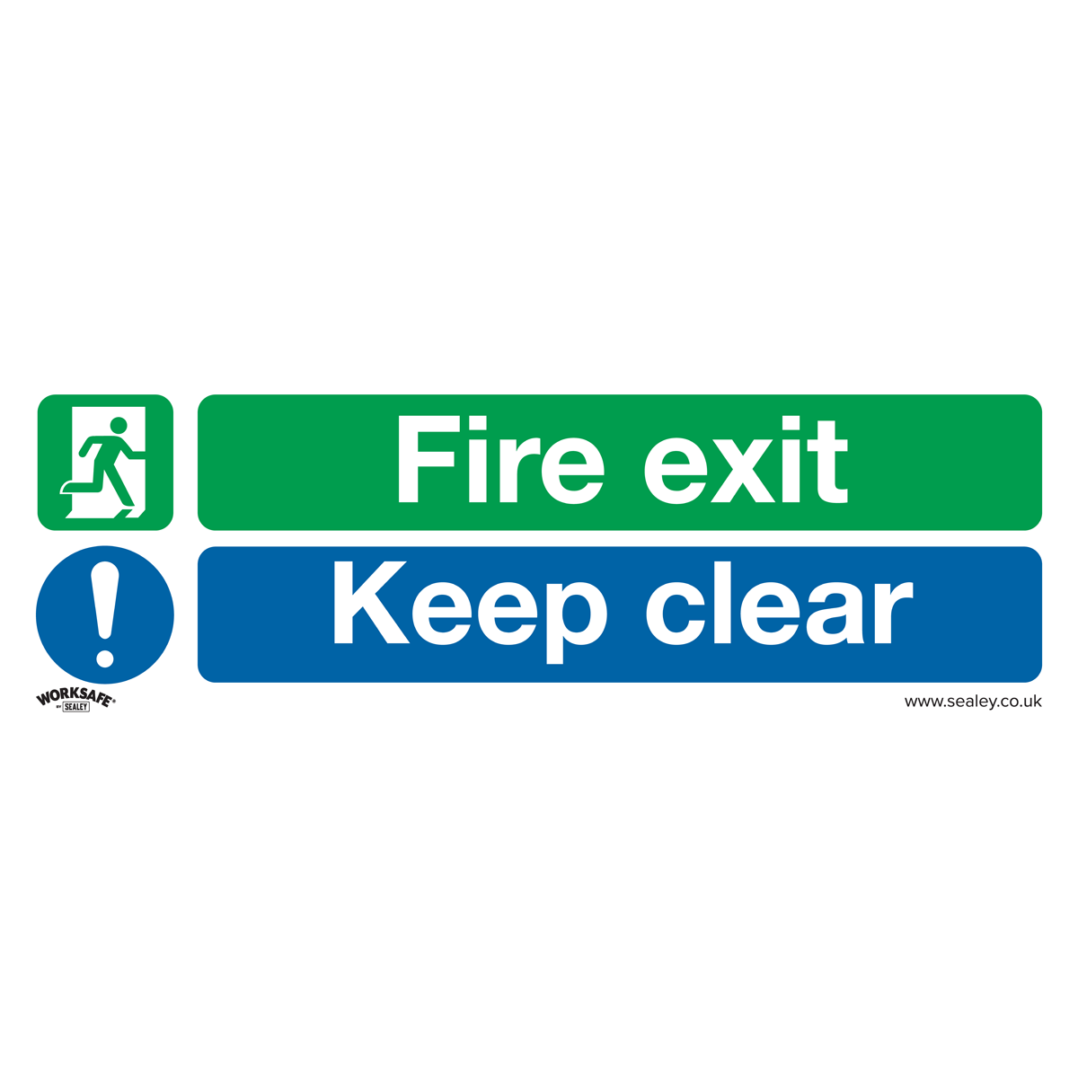 Sealey SS32P1 Worksafe® Fire Exit Keep Clear (Large) Safety Sign - Rigid Plastic