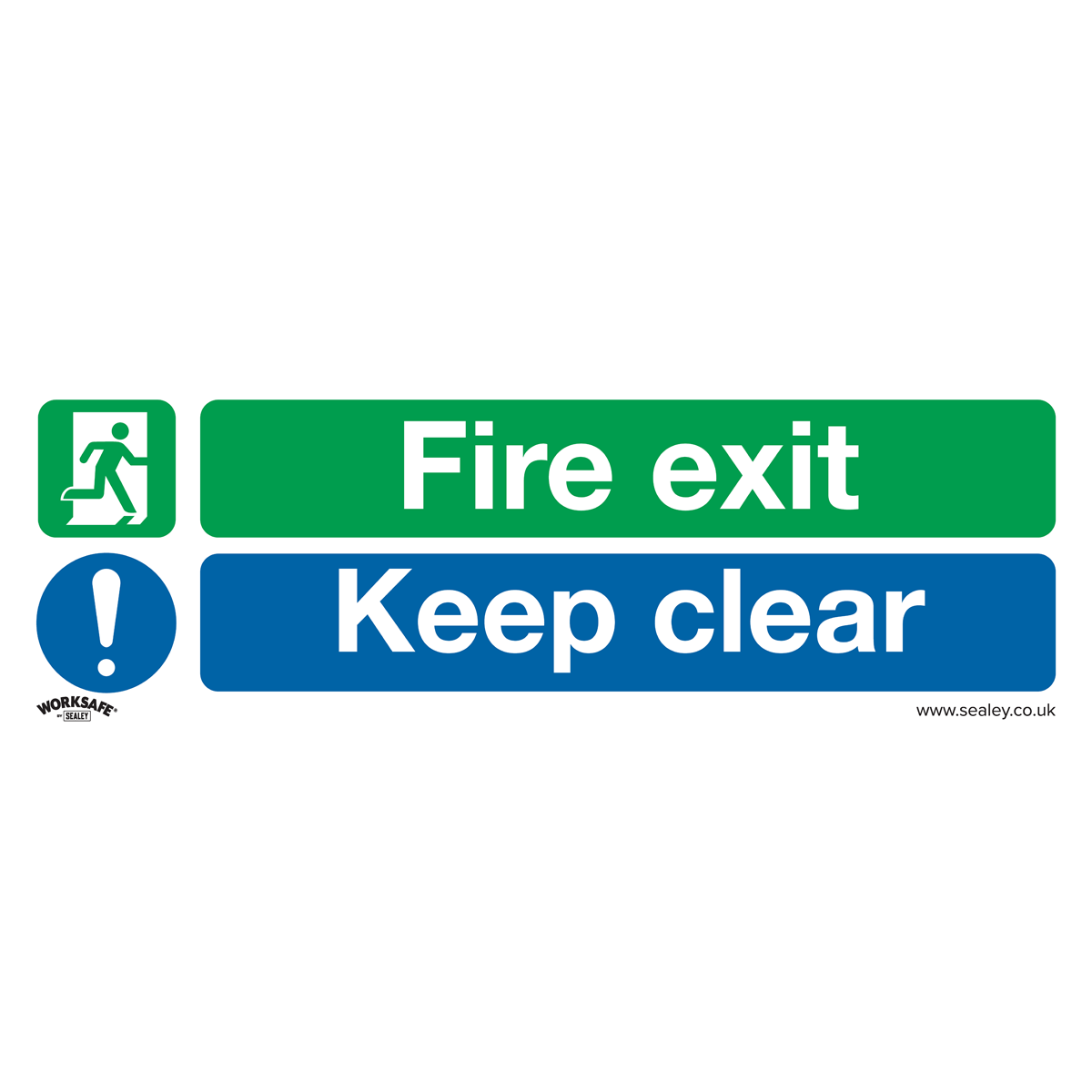 Sealey SS32V1 Worksafe® Fire Exit Keep Clear (Large) Safety Sign - Self-Adhesive Vinyl