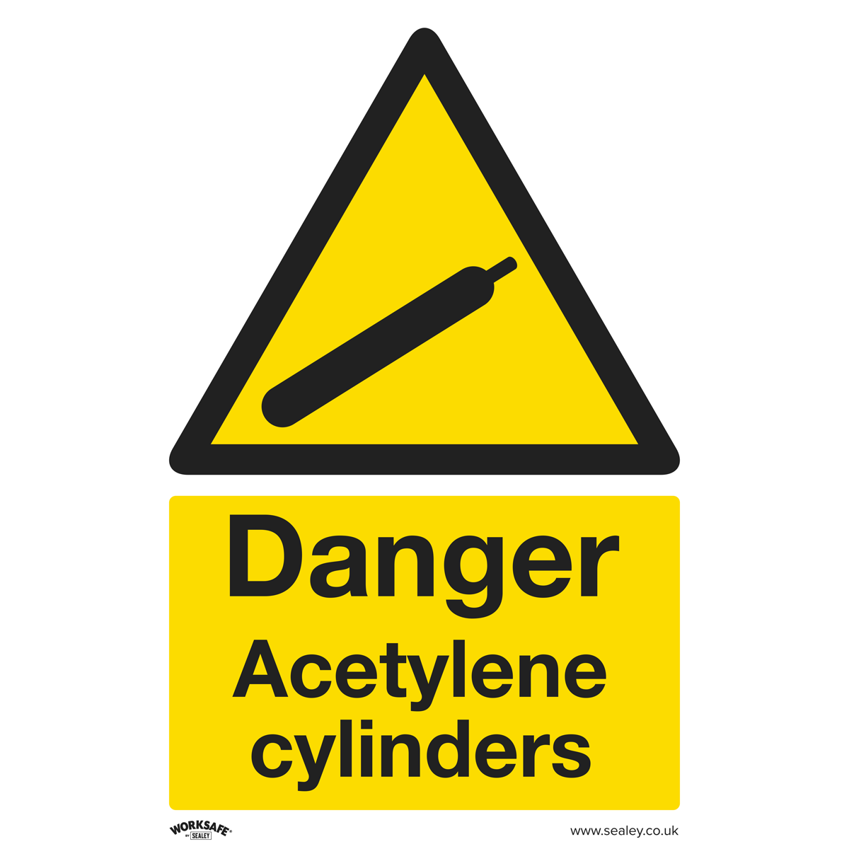 Sealey SS63P1 Worksafe® Danger Acetylene Cylinders Safety Sign - Rigid Plastic