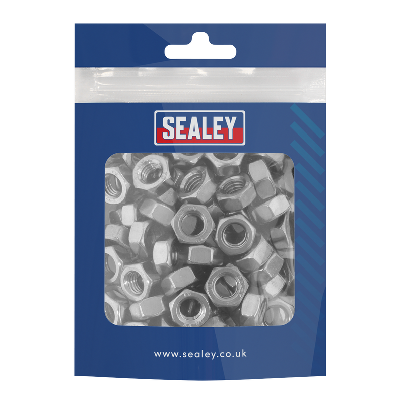 Sealey SS8 Stainless Steel Full Nut M8 x 1.25mm pitch, DIN 934 - Pack of 100