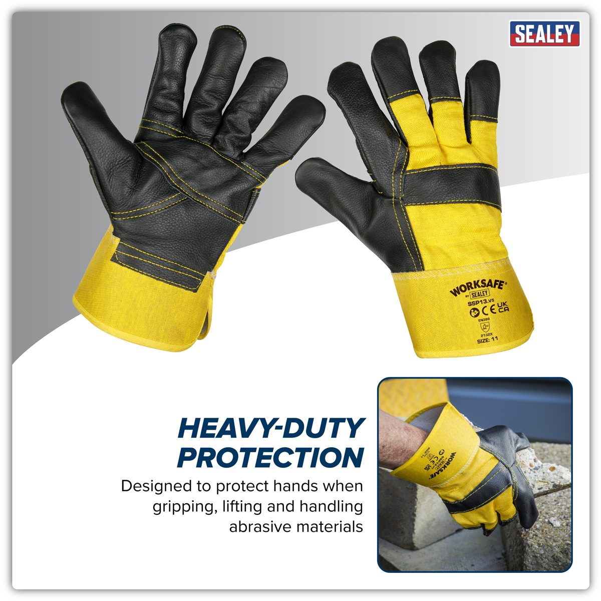 Sealey SSP13 Worksafe® Rigger's Gloves with Hide Palm - Pair - additional view 10
