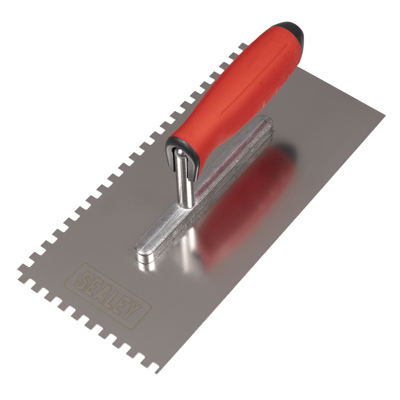 Sealey T7806 Stainless Steel 6mm Notched Trowel with Rubber Handle 270mm - additional view 2