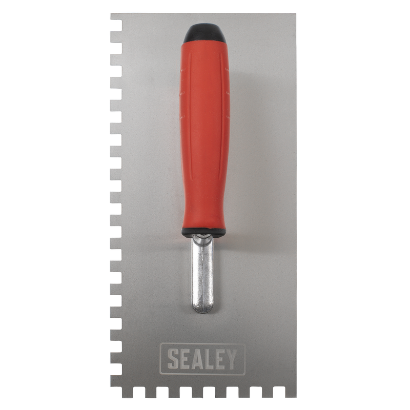 Sealey T7808 Stainless Steel 8mm Notched Trowel with Rubber Handle 270mm - additional view 4