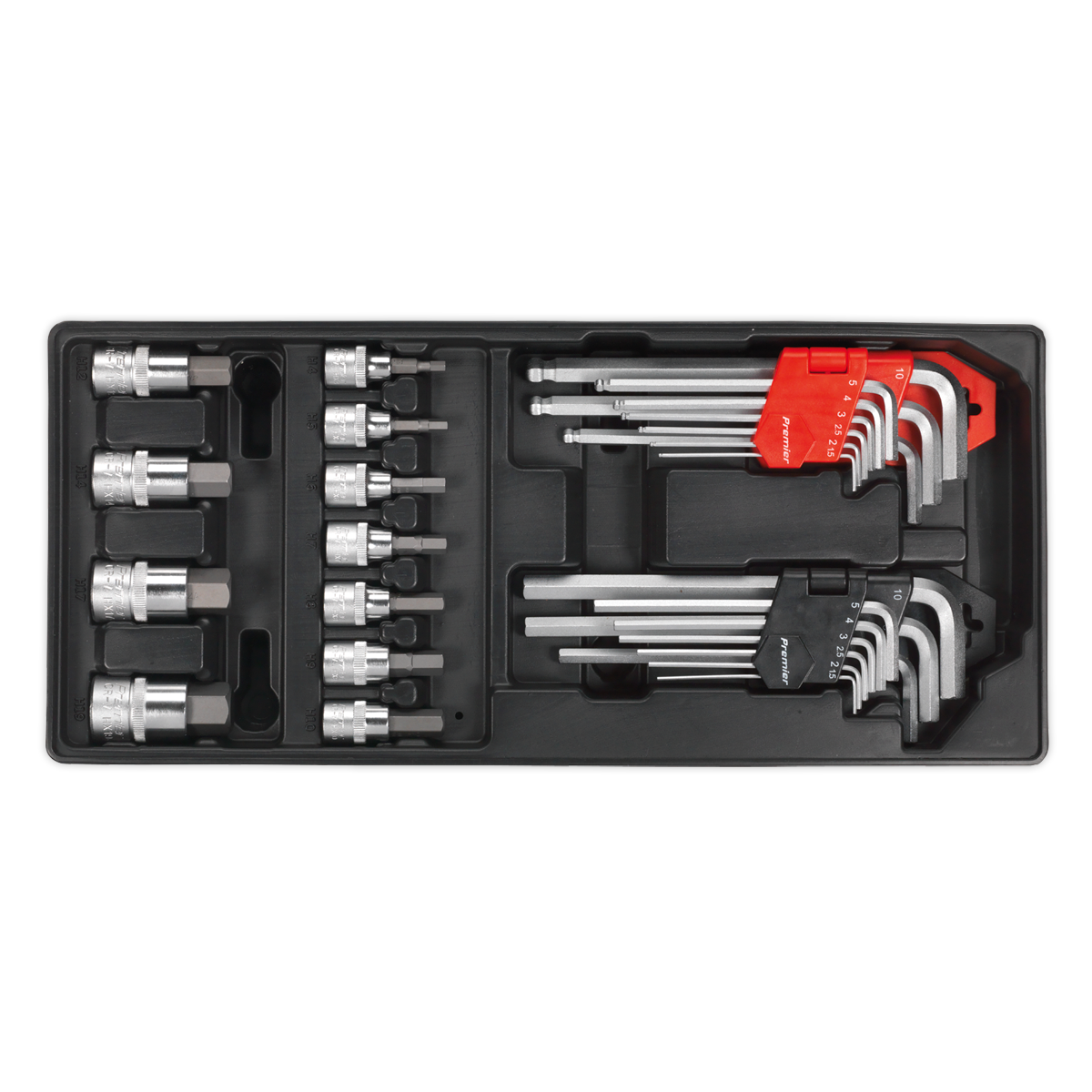 Sealey TBT07 Premier Hex/Ball-End Hex Key & Socket Bit Set with Tool Tray 29pc