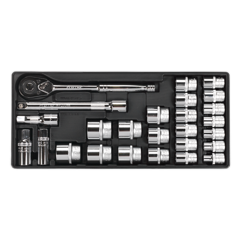 Sealey TBT21 Premier Socket Set with Tool Tray 1/2"Sq Drive 26pc