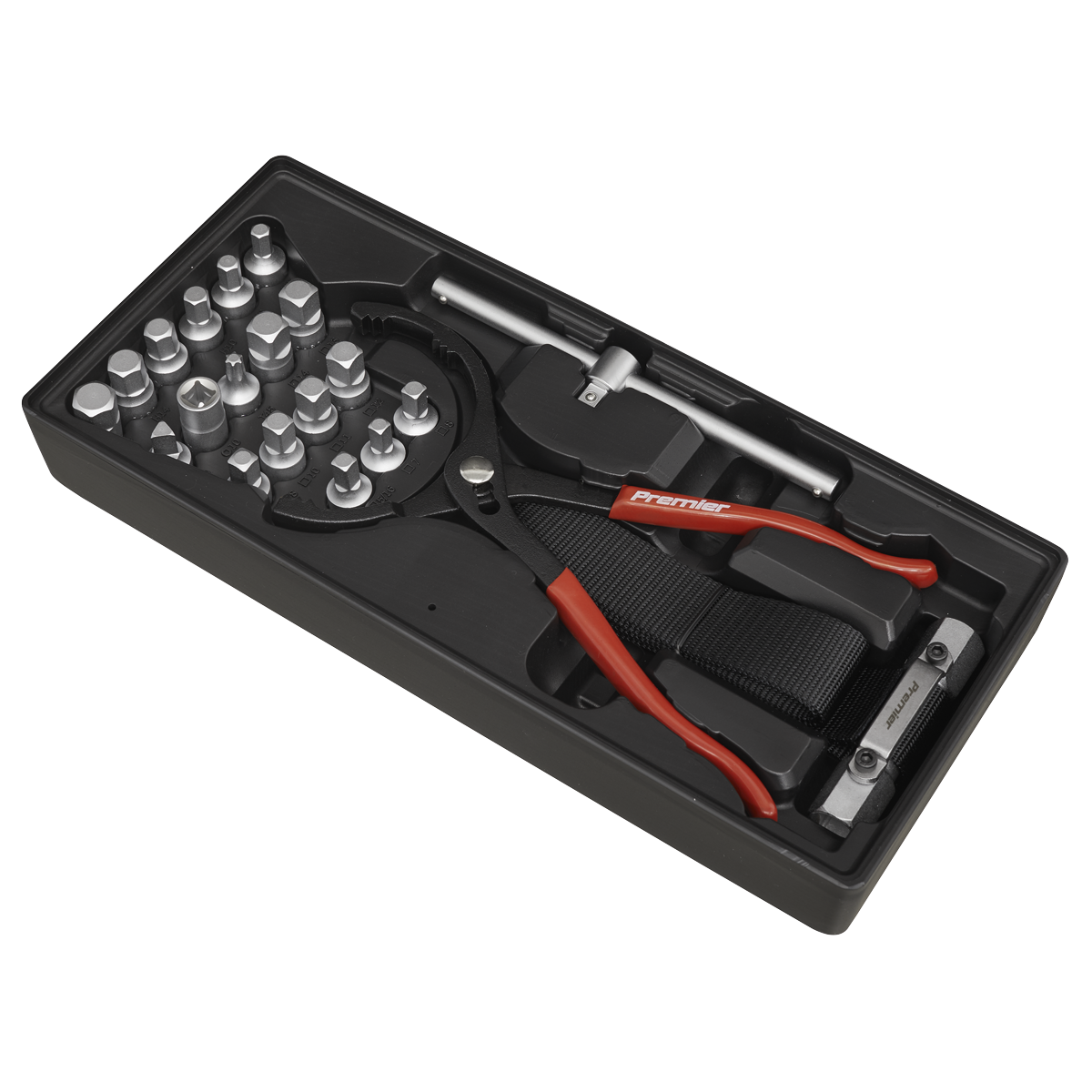 Sealey TBT28 Premier Oil Filter Wrench, Pliers & Drain Key Set with Tool Tray 21pc - additional view 2