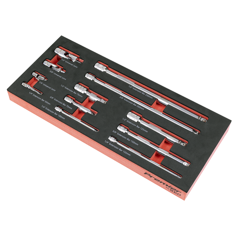 Sealey TBT44 Premier Wobble Extension Bar Set with Tool Tray 1/4", 3/8" & 1/2"Sq Drive 12pc - additional view 6