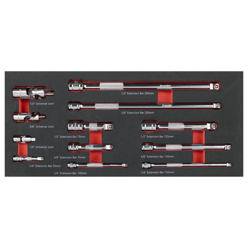 Sealey TBT44 Premier Wobble Extension Bar Set with Tool Tray 1/4", 3/8" & 1/2"Sq Drive 12pc - additional view 7