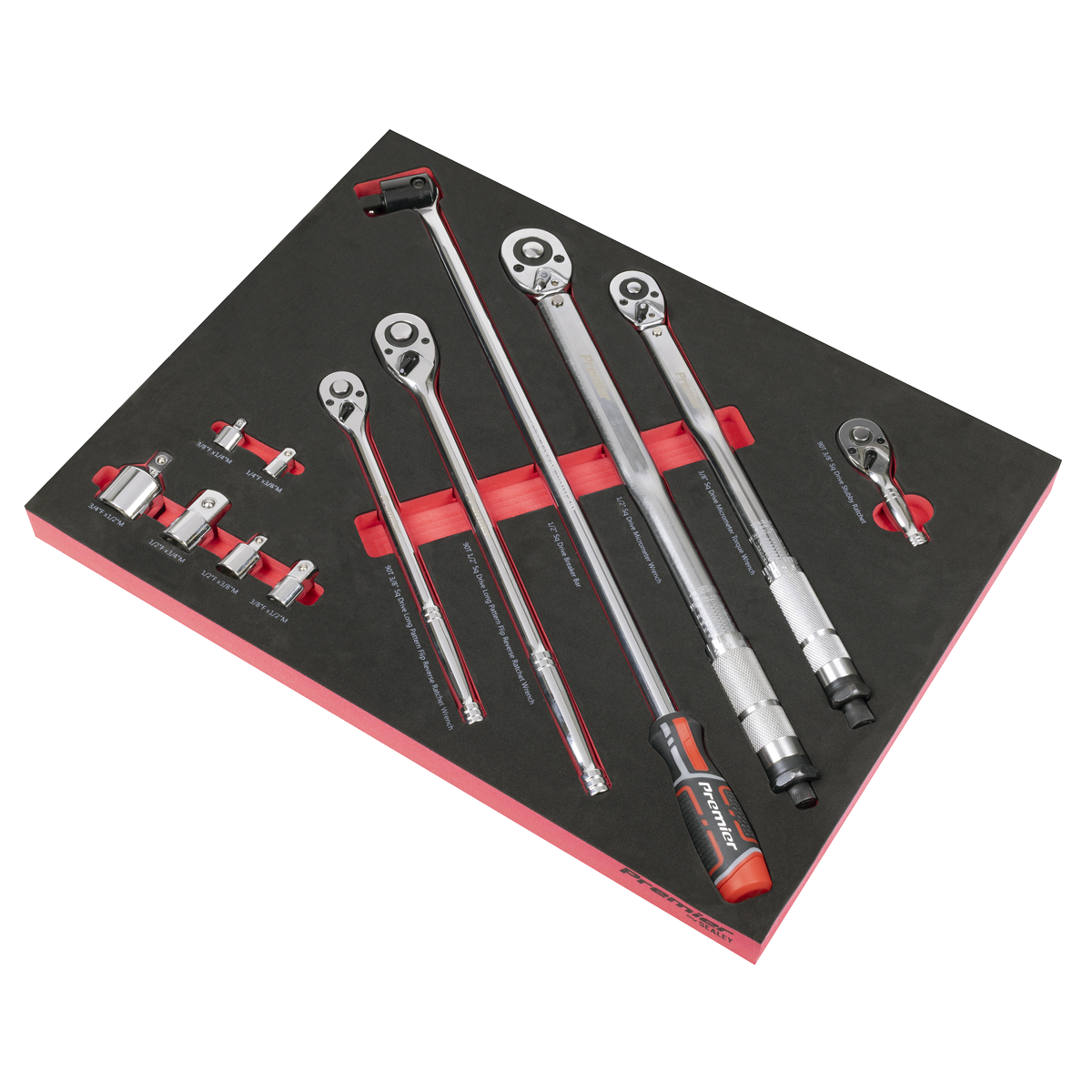 Sealey TBT45 Premier Ratchet, Torque Wrench, Breaker Bar & Socket Adaptor Set with Tool Tray 3/8"Sq & - additional view 5