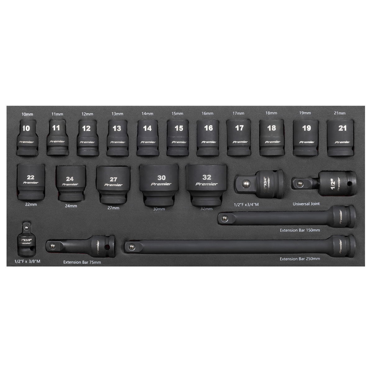 Sealey TBT46 Premier Impact Socket Set with Tool Tray 1/2"Sq Drive 22pc - additional view 6