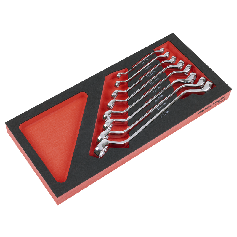 Sealey TBT51 Premier Deep Offset Spanner Set with Tool Tray 8pc