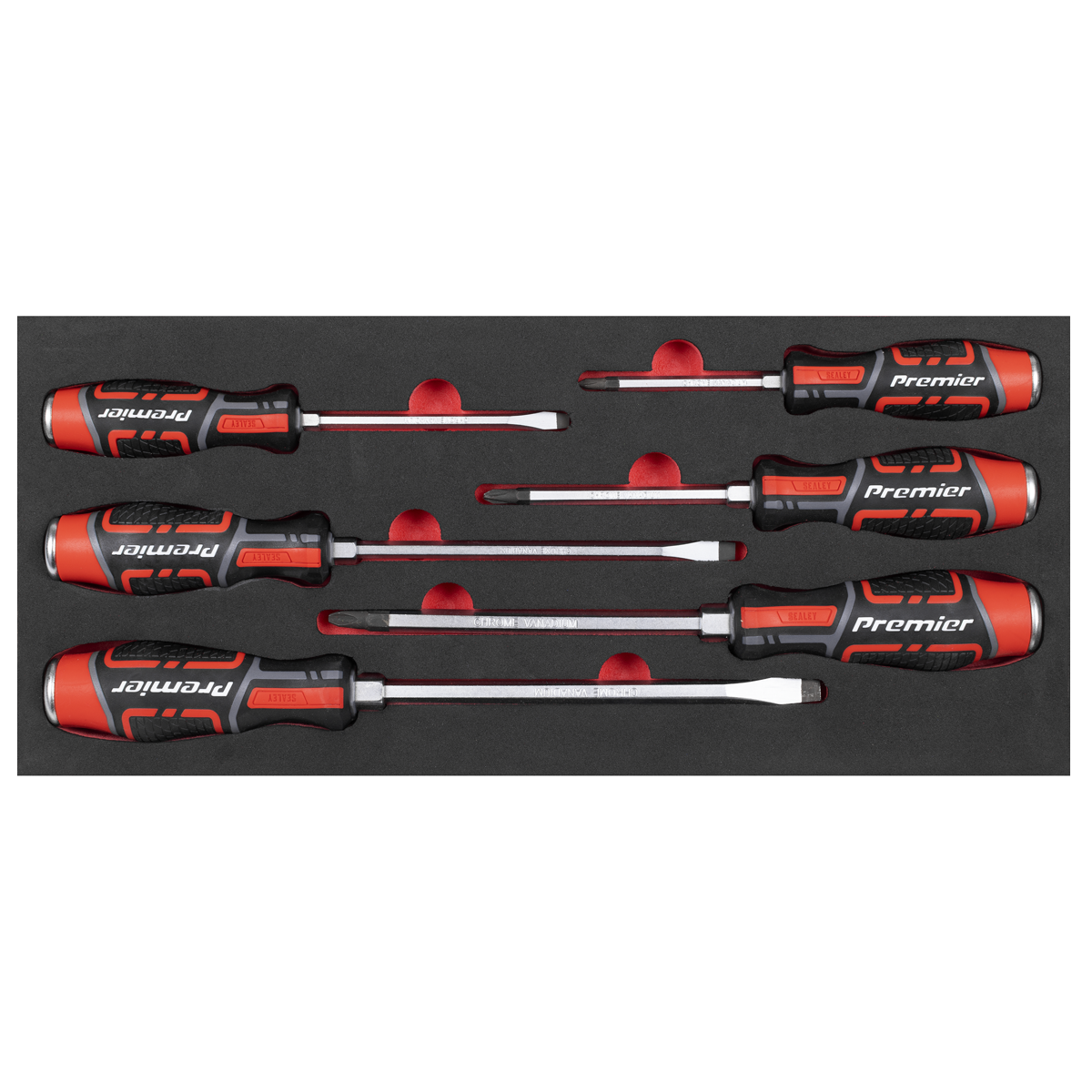 Sealey TBT54 Premier Hammer-Thru Screwdriver Set with Tool Tray 6pc