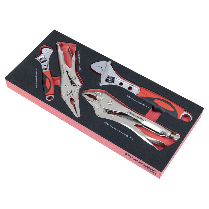 Sealey TBT59 Premier Locking Pliers & Adjustable Wrench Set with Tool Tray 4pc - additional view 2