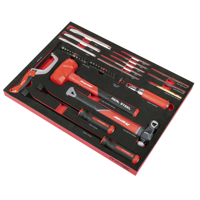 Sealey TBT66 Premier Striking, Pry Bar, Hacksaw & Impact Screwdriver Set with Tool Tray 39pc - additional view 2