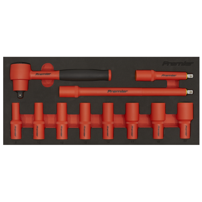 Sealey TBTE01 Premier Insulated Socket Set with Tool Tray 3/8"Sq Drive 11pc - VDE Approved - additional view 8
