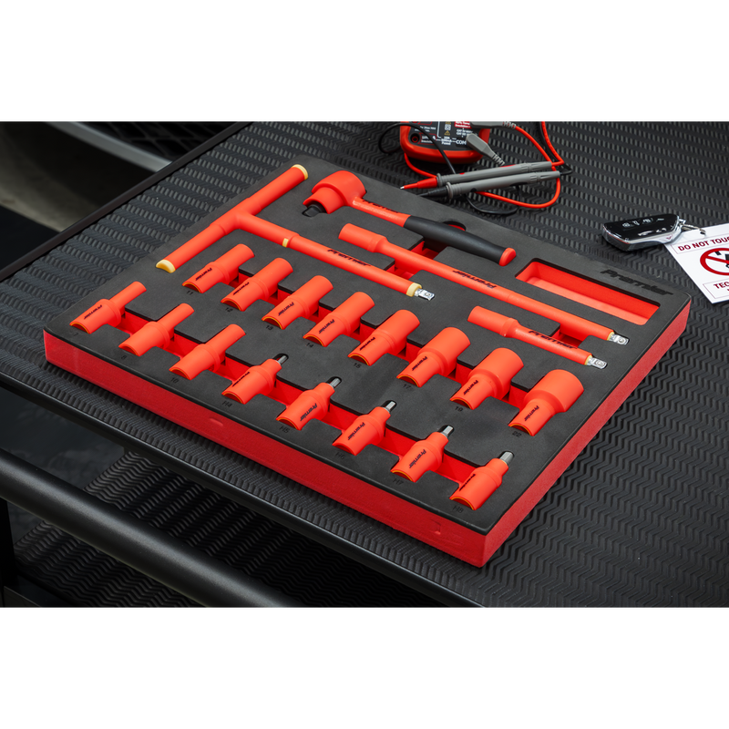 Sealey TBTE02 Premier Insulated Socket Set with Tool Tray 3/8"Sq Drive 20pc - VDE Approved - additional view 4