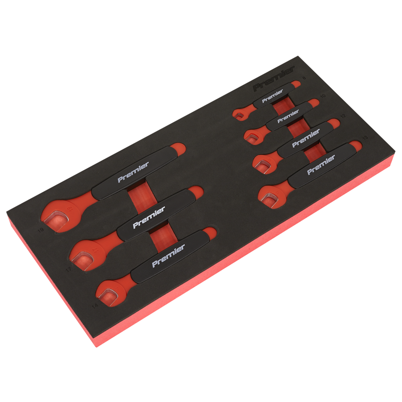Sealey TBTE03 Premier Insulated Open-End Spanner Set with Tool Tray 7pc - VDE Approved