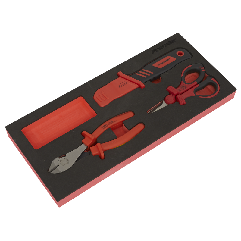 Sealey TBTE09 Premier Insulated Cutting Set with Tool Tray 3pc - VDE Approved