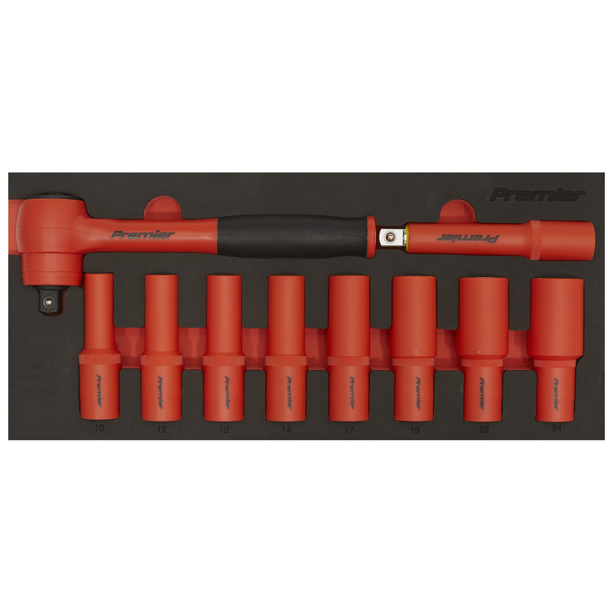 Sealey TBTE11 Premier Insulated Socket Set with Tool Tray 1/2"Sq Drive 10pc - VDE Approved - additional view 8