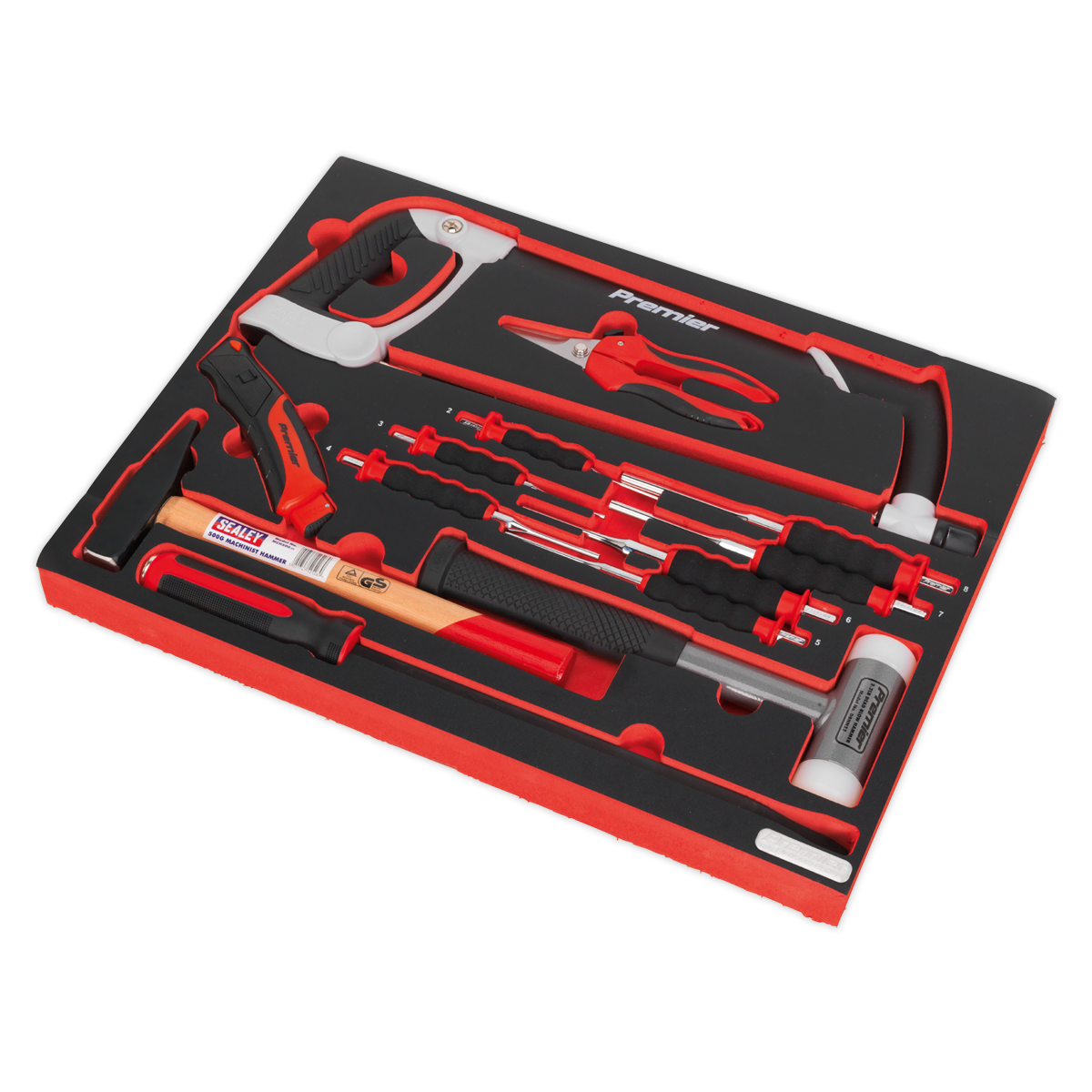 Sealey TBTP06EU Premier Platinum Hacksaw, Hammers & Punch Kit with Tool Tray 13pc - additional view 2