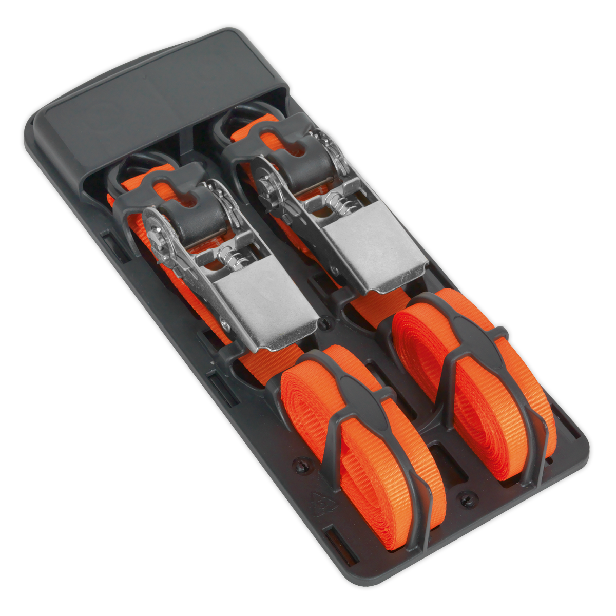 Sealey TD0540S2 Ratchet Straps Polyester Webbing with S-Hooks 25mm x 4m 500kg Breaking Strength - Pair - additional view 2