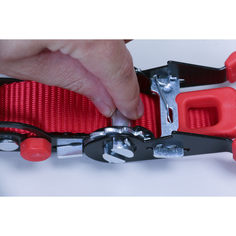 Sealey TD1202SR Slide Ratchet Strap Polyester Webbing with S-Hooks 32mm x 3m 1200kg Breaking Strength - additional view 5