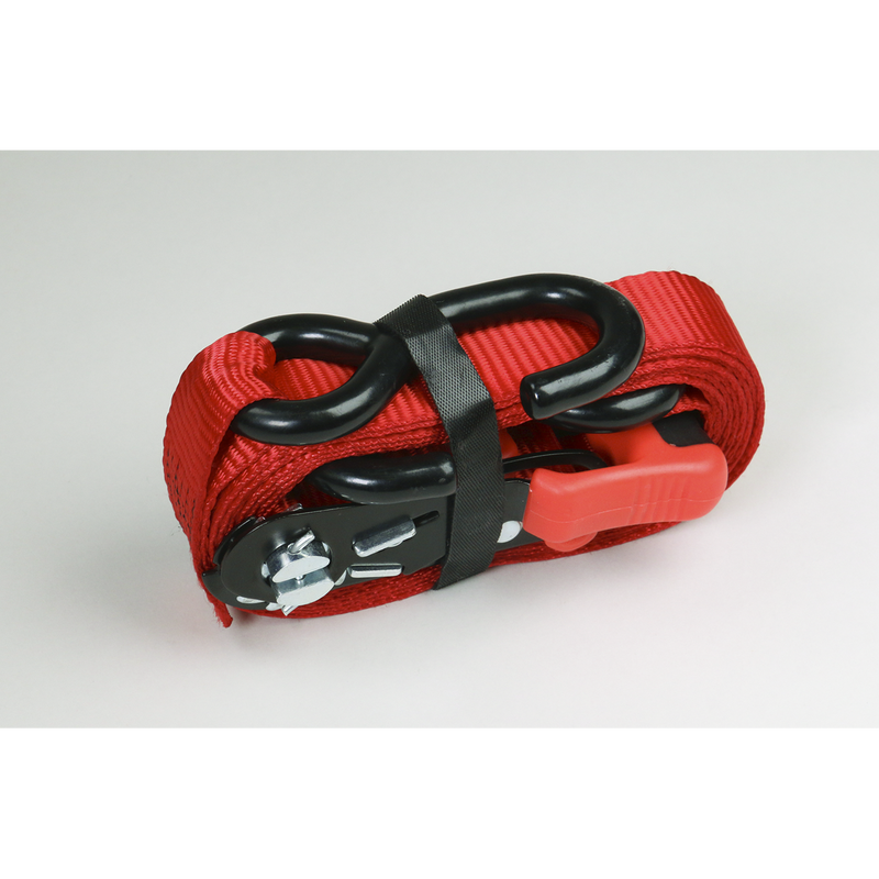 Sealey TD1202SR Slide Ratchet Strap Polyester Webbing with S-Hooks 32mm x 3m 1200kg Breaking Strength - additional view 6