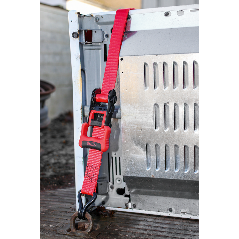 Sealey TD41248JD Ratchet Straps Polyester Webbing with J-Hooks 32mm x 4.9m 1200kg Breaking Strength - 2 - additional view 4