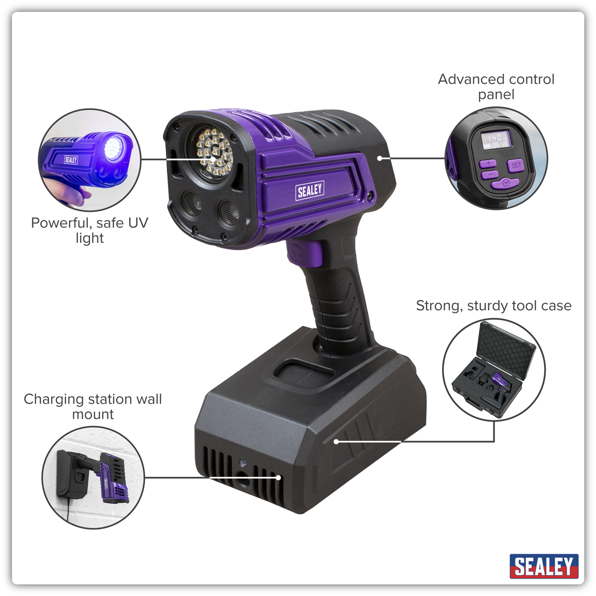 Sealey UVC01 Rechargeable Inspection UV Curing Light Kit 66W - additional view 13