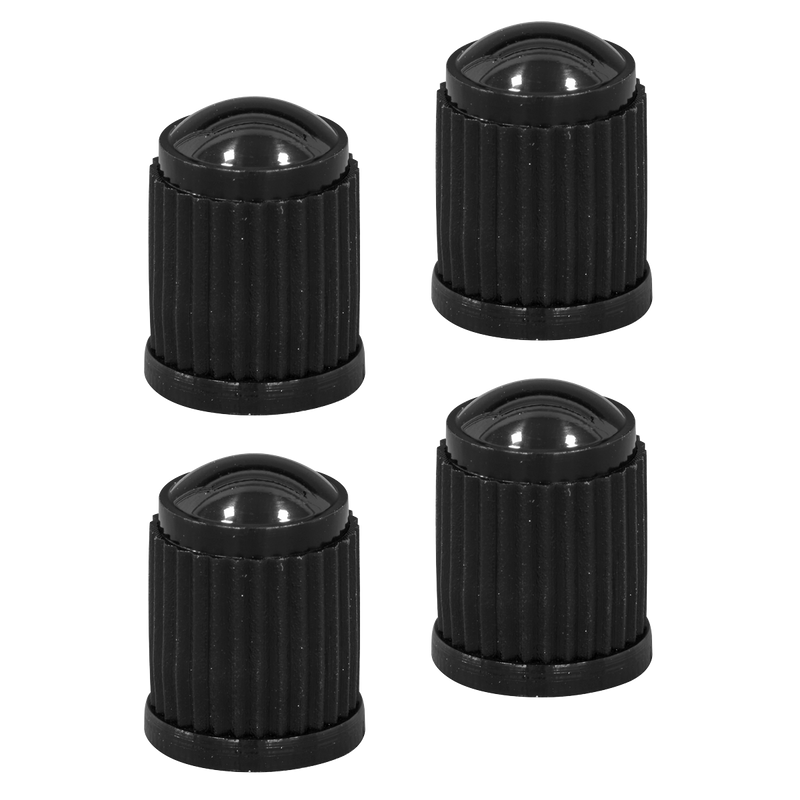 Sealey VCP4 Plastic Valve Caps 4pc - Black - additional view 2