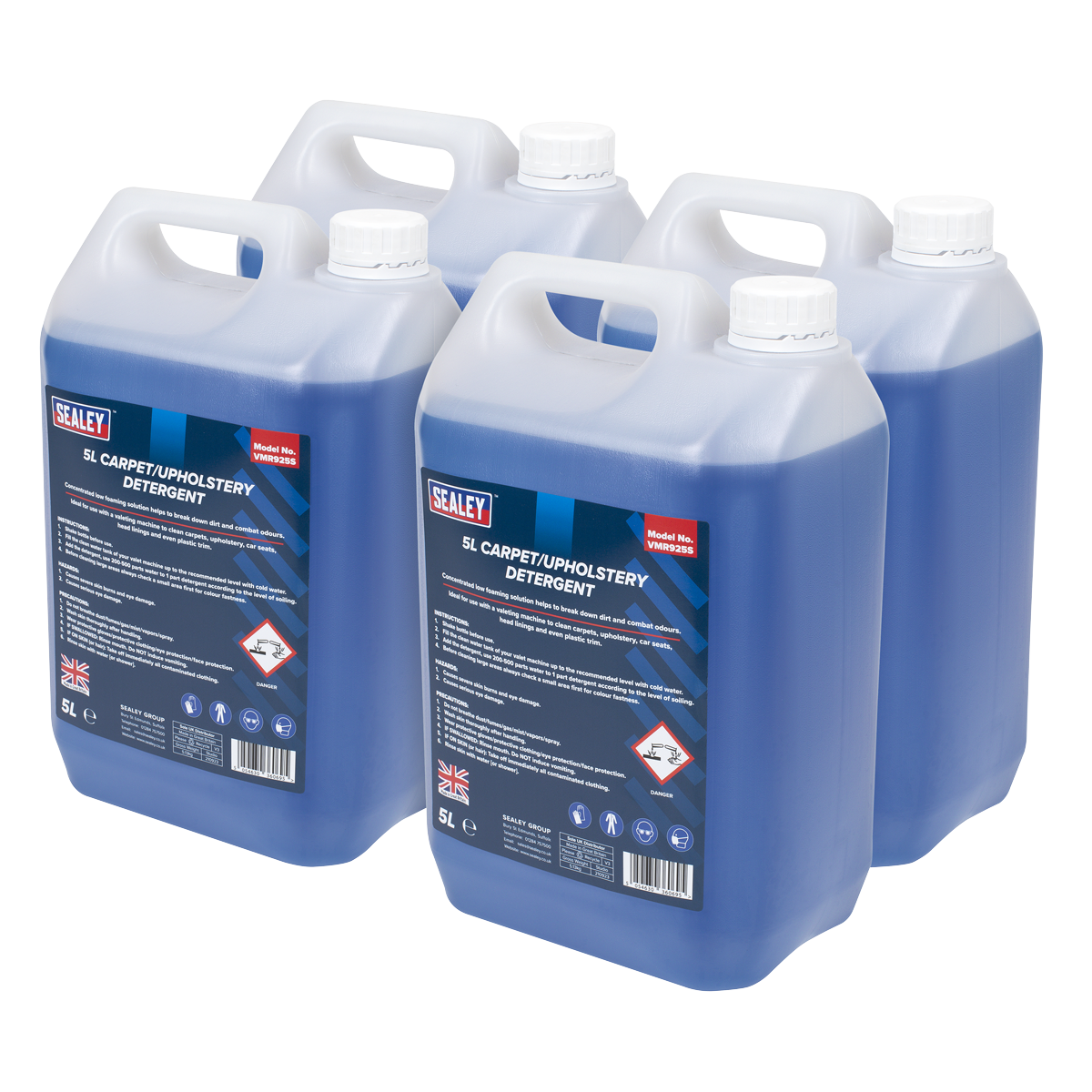 Sealey VMR925 Carpet/Upholstery Detergent 5L - Pack of 4 - additional view 2