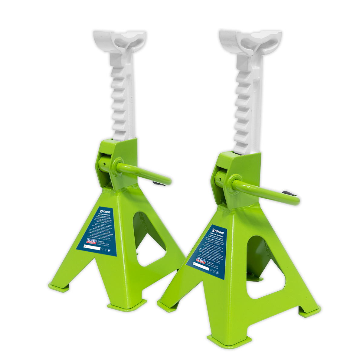 Sealey VS2002HV Ratchet Type Axle Stands (Pair) 2 Tonne Capacity per Stand - Hi-Vis Green - additional view 3