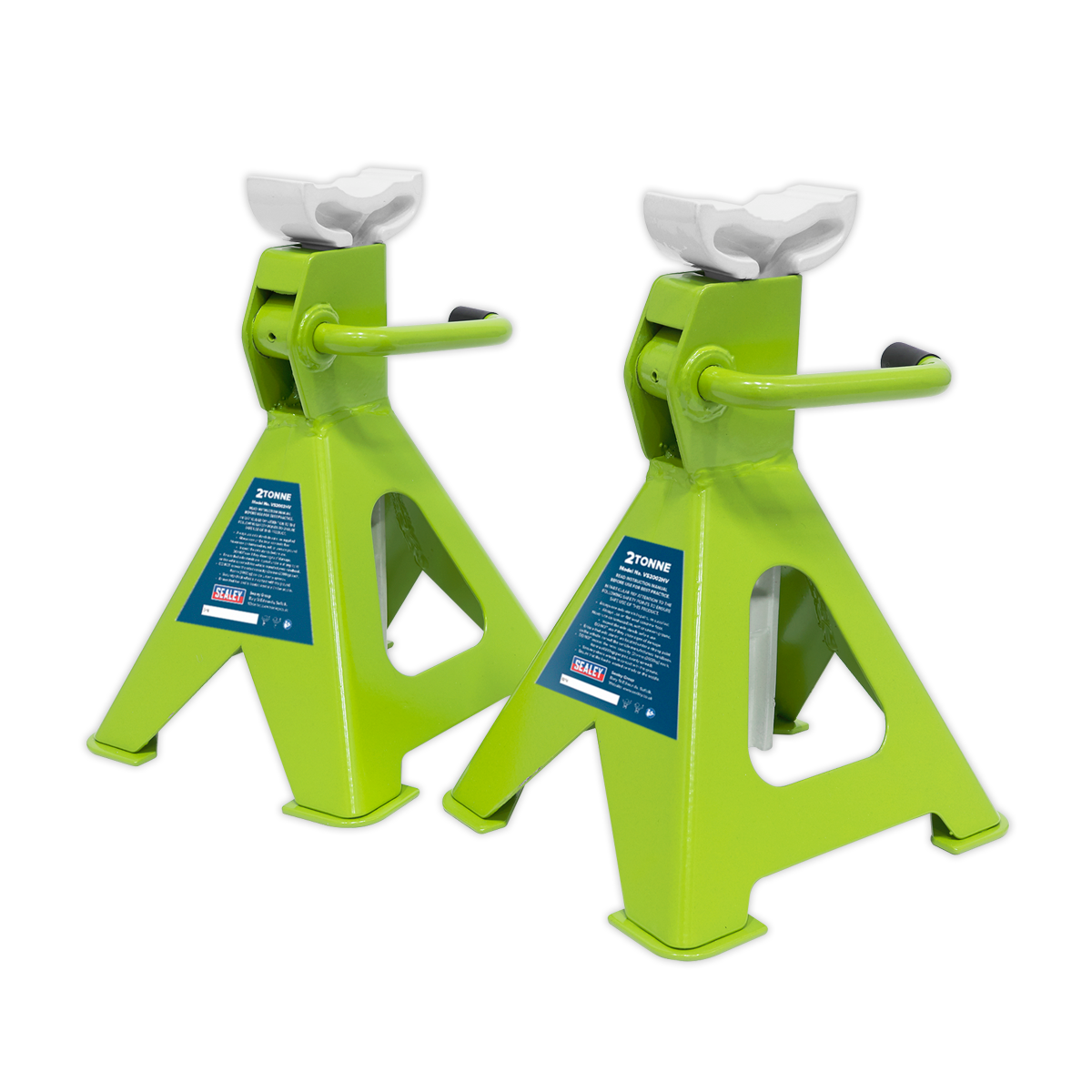 Sealey VS2002HV Ratchet Type Axle Stands (Pair) 2 Tonne Capacity per Stand - Hi-Vis Green - additional view 4