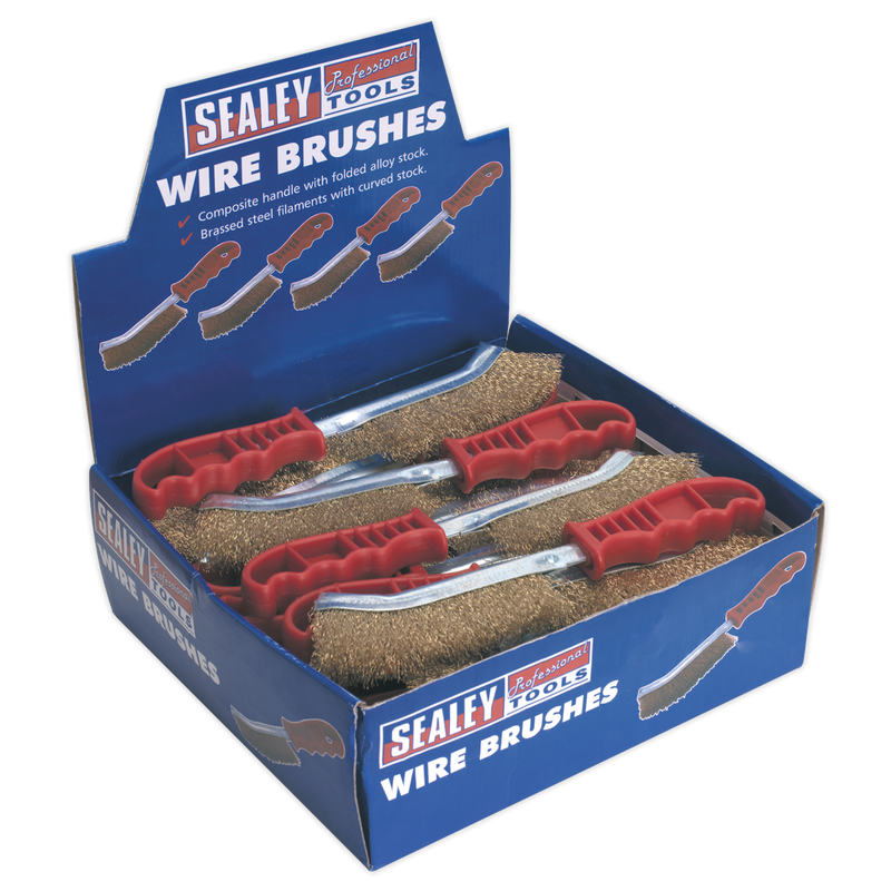 Sealey WB05DB24 Brassed Steel Wire Brush with Plastic Handle - Display Box of 24 - additional view 2