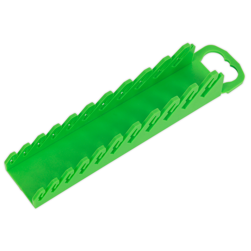 Sealey WR10HV Premier Spanner Rack Capacity 10 Stubby Spanners - Hi-Vis Green