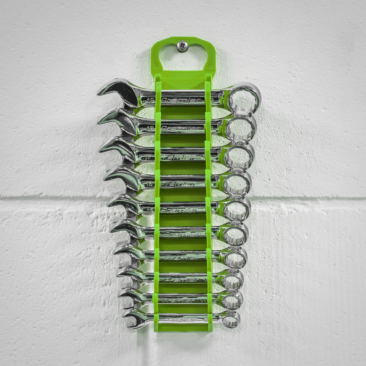 Sealey WR10HV Premier Spanner Rack Capacity 10 Stubby Spanners - Hi-Vis Green - additional view 5