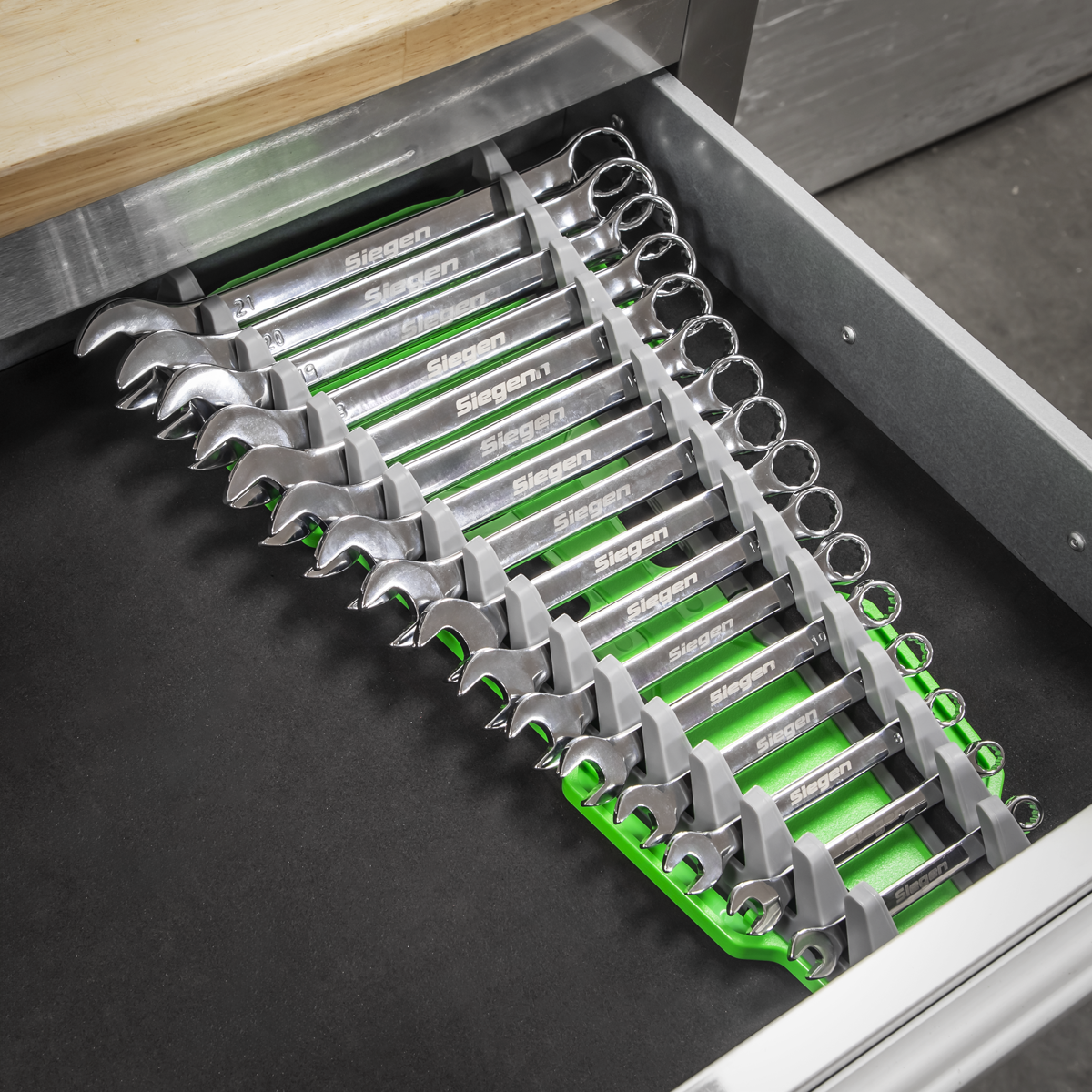 Sealey WR11HV Premier Reversible Spanner Rack 16pc - Hi-Vis Green - additional view 2